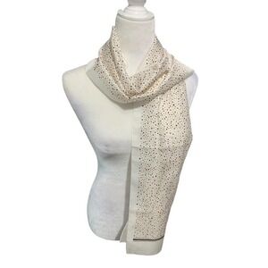 St. Micheal Scarf 12x56 Cream w/Dots Hand Rolled 100% Poly Italy Rectangle Silky